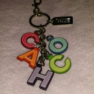 Coach leather letter keychain